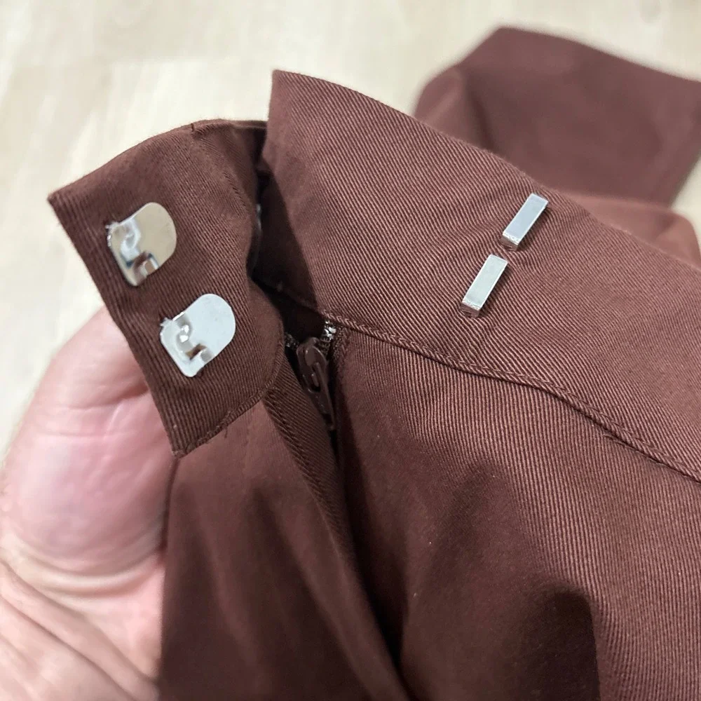 New York & Company Brown Wide Leg Cargo Pants High Rise Size L Career NWT - Picture 7 of 12